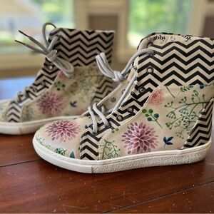 Floral and Chevron High-Top Women's Sneakers